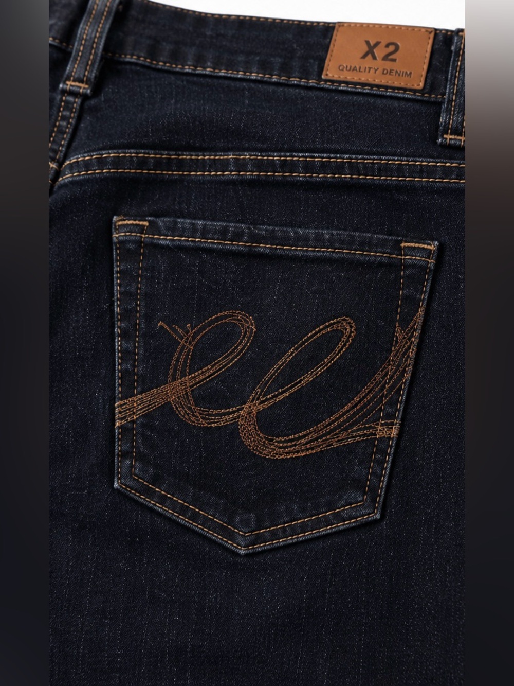 Express X2 Vintage Y2K Low Rise Straight Leg Stretch Jeans Dark Wash, 2 LONG - Picture 9 of 16